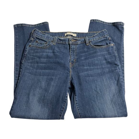 Levis 505 Womens Jeans Size 14 Blue Straight Leg Mid Rise Denim Jeans Zip Fly - Picture 4 of 10